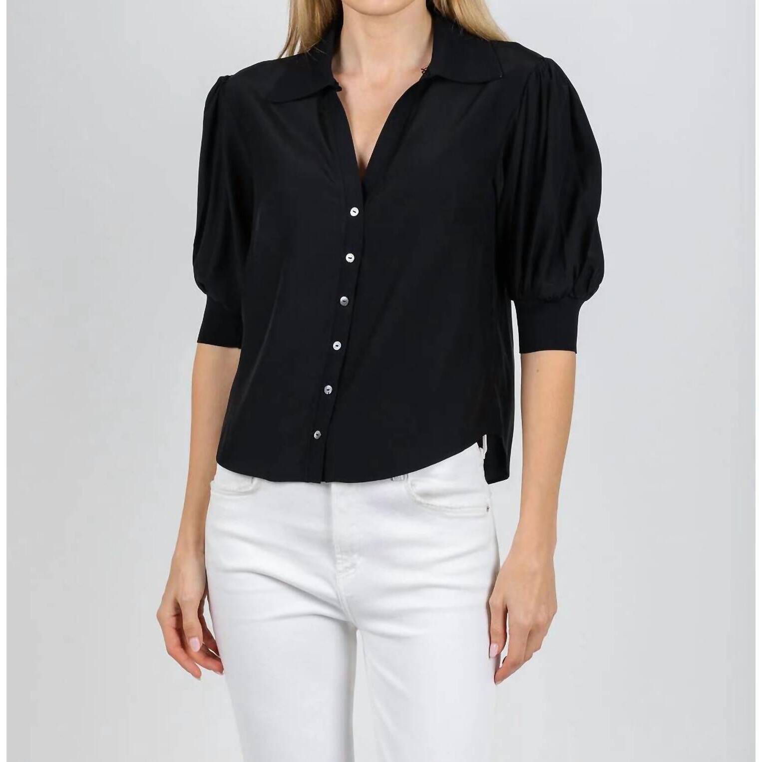 New Cinq A Sept Weiley Short Sleeve Top In Black